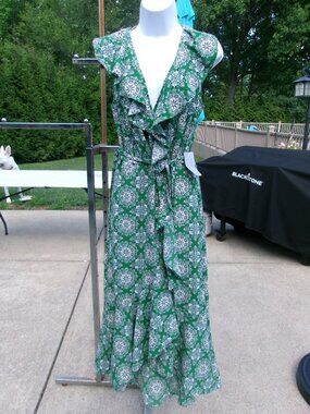 NWT MAX STUDIO GREY PRINT WRAP DRESS S $178